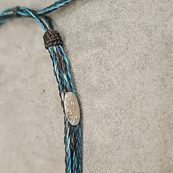 Horsehair Cowboy Hat Band Turquoise Black Western Conchos - Picture 6 of 6